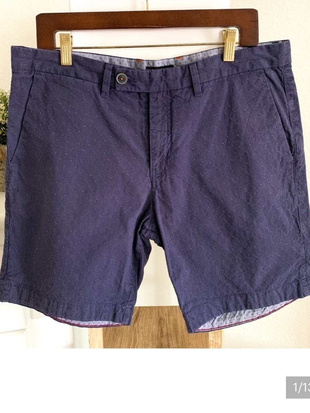 Ted Baker London Navy Blue Flat Front Shorts